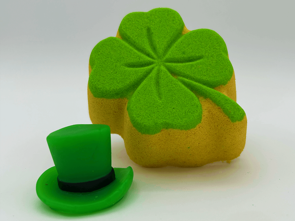 Four - Leaf Clover Kids Bath Bomb with St Patrick's Day Mochi Toy Inside - Berwyn Betty's Bath & Body Shop