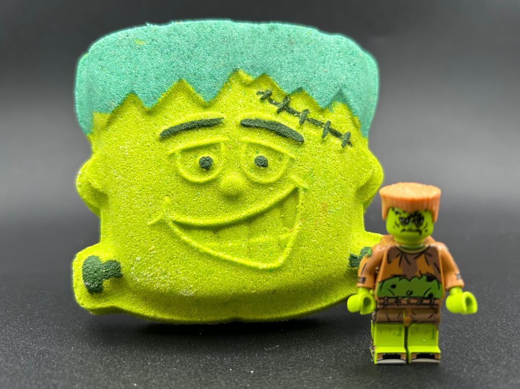 Frankenstein Bath Bomb with Frankenstein Minifigure Inside - Berwyn Betty's Bath & Body Shop