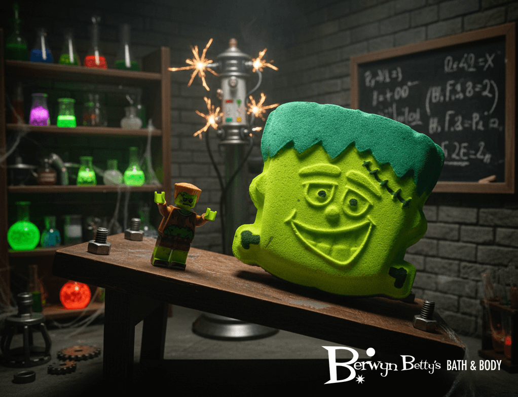 Frankenstein Kids Bath Bomb – With Minifigure Surprise Inside! - Berwyn Betty's Bath & Body Shop