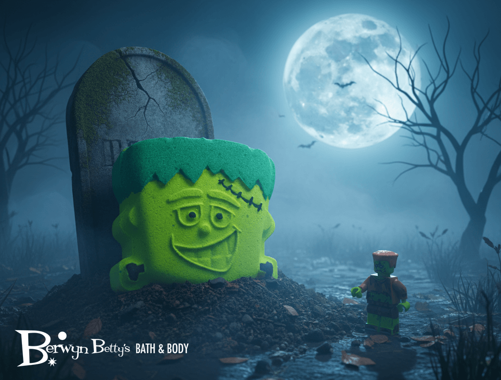 Frankenstein Kids Bath Bomb – With Minifigure Surprise Inside! - Berwyn Betty's Bath & Body Shop