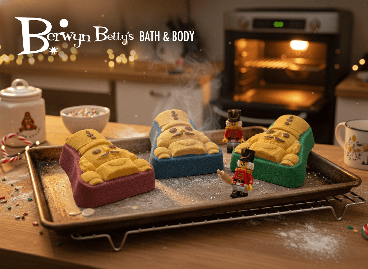 Nutcracker Sugar Cookie Kids Bath Bomb with Nutcracker Minifigure Inside