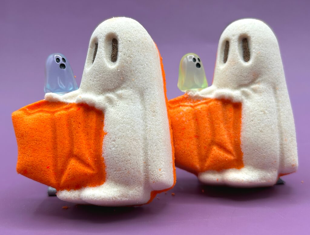 👻 Ghost Trick or Treater Kids Bath Bomb - with Luminous Ghost Minifigure Inside - Berwyn Betty's Bath & Body Shop