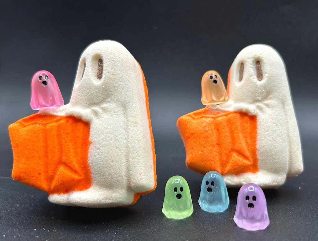 👻 Ghost Trick or Treater Kids Bath Bomb - with Luminous Ghost Minifigure Inside - Berwyn Betty's Bath & Body Shop