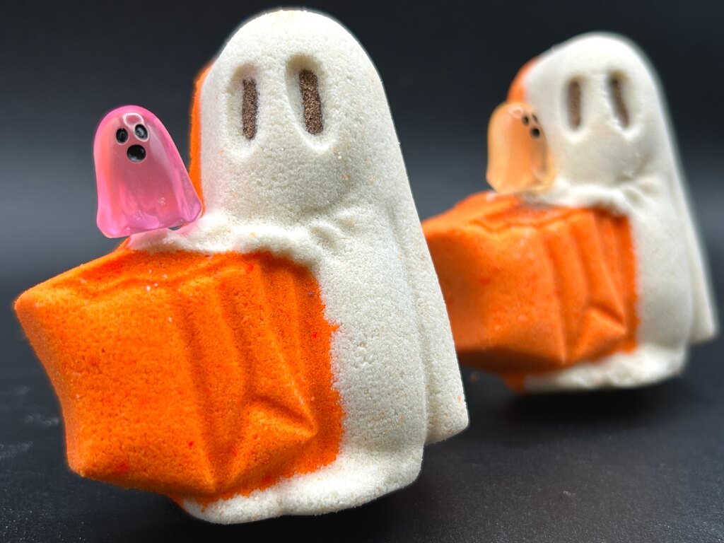👻 Ghost Trick or Treater Kids Bath Bomb - with Luminous Ghost Minifigure Inside - Berwyn Betty's Bath & Body Shop