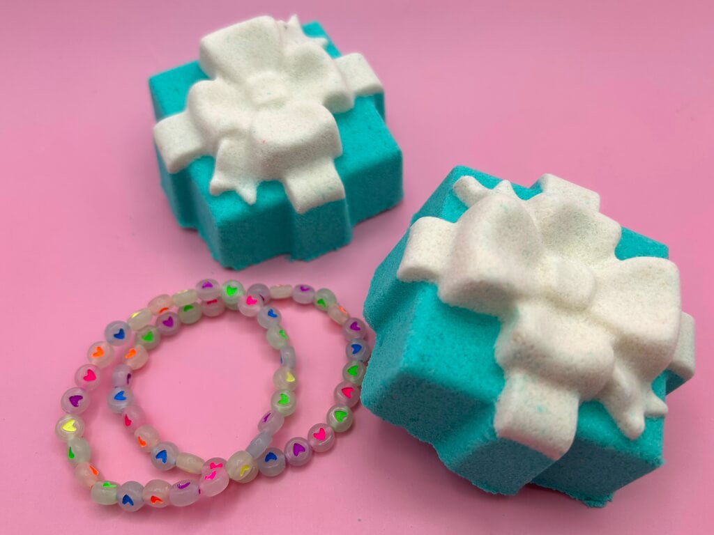 Gift Box with Bow Kids Bath Bomb with Toy Bracelet Inside - Berwyn Betty's Bath & Body Shop