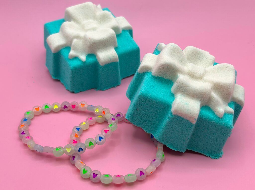 Gift Box with Bow Kids Bath Bomb with Toy Bracelet Inside - Berwyn Betty's Bath & Body Shop