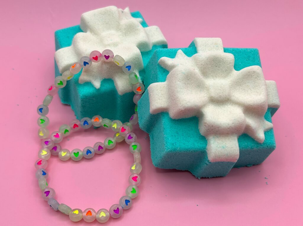 Gift Box with Bow Kids Bath Bomb with Toy Bracelet Inside - Berwyn Betty's Bath & Body Shop