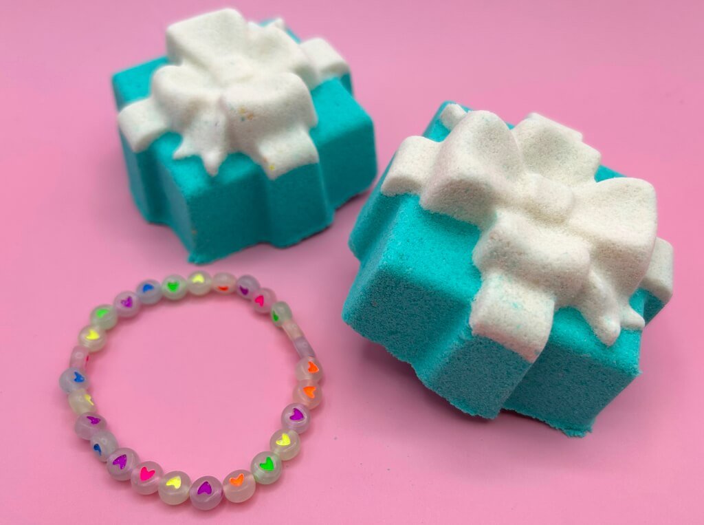 Gift Box with Bow Kids Bath Bomb with Toy Bracelet Inside - Berwyn Betty's Bath & Body Shop