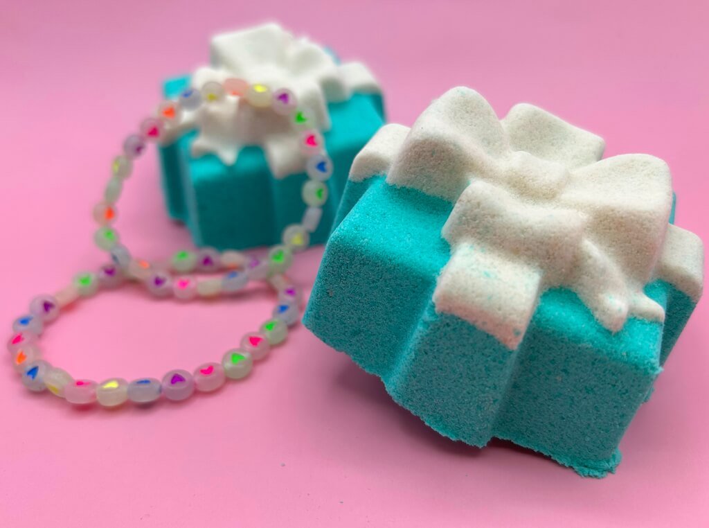 Gift Box with Bow Kids Bath Bomb with Toy Bracelet Inside - Berwyn Betty's Bath & Body Shop