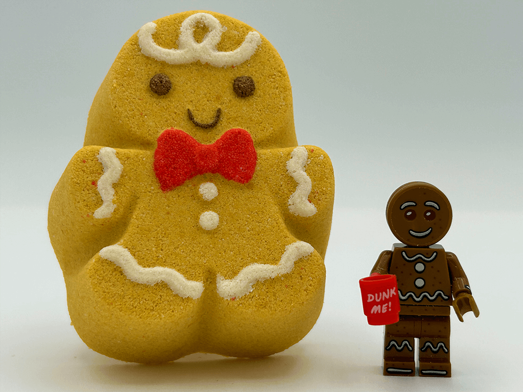 Gingerbread Boy Kids Bath Bomb with Gingerbread Figure Inside - Berwyn Betty's Bath & Body Shop