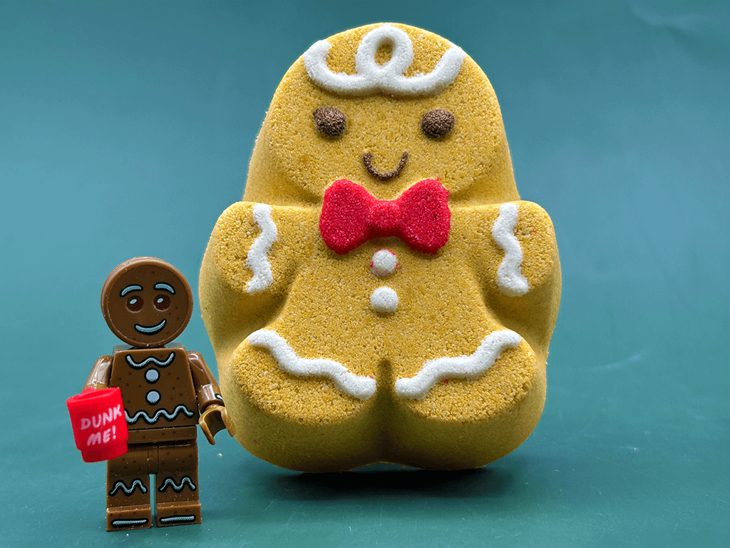 Gingerbread Boy Kids Bath Bomb with Gingerbread Figure Inside - Berwyn Betty's Bath & Body Shop