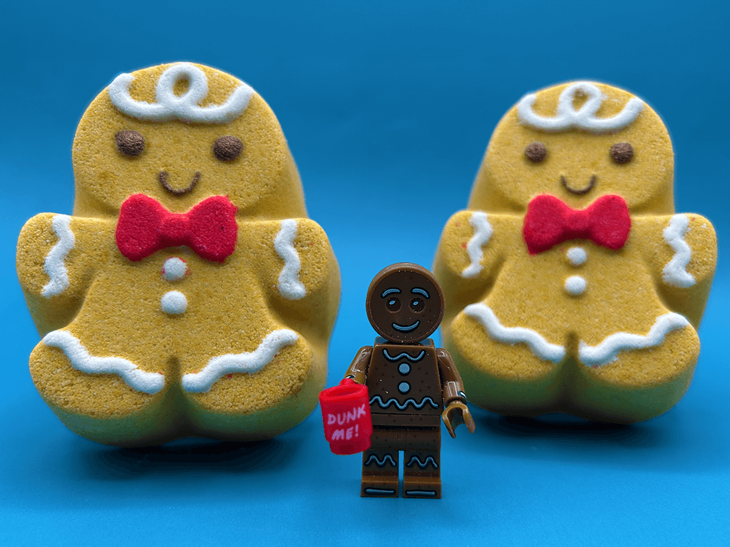 Gingerbread Boy Kids Bath Bomb with Gingerbread Figure Inside - Berwyn Betty's Bath & Body Shop