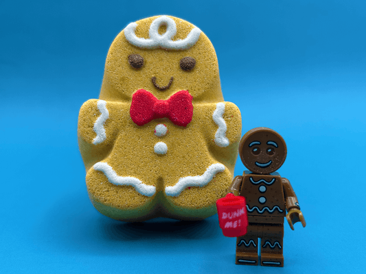 Gingerbread Boy Kids Bath Bomb with Gingerbread Figure Inside - Berwyn Betty's Bath & Body Shop
