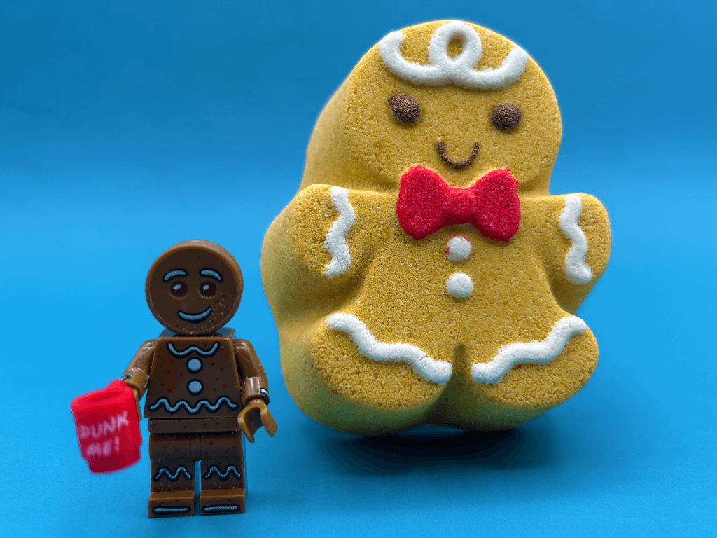Gingerbread Boy Kids Bath Bomb with Gingerbread Figure Inside - Berwyn Betty's Bath & Body Shop