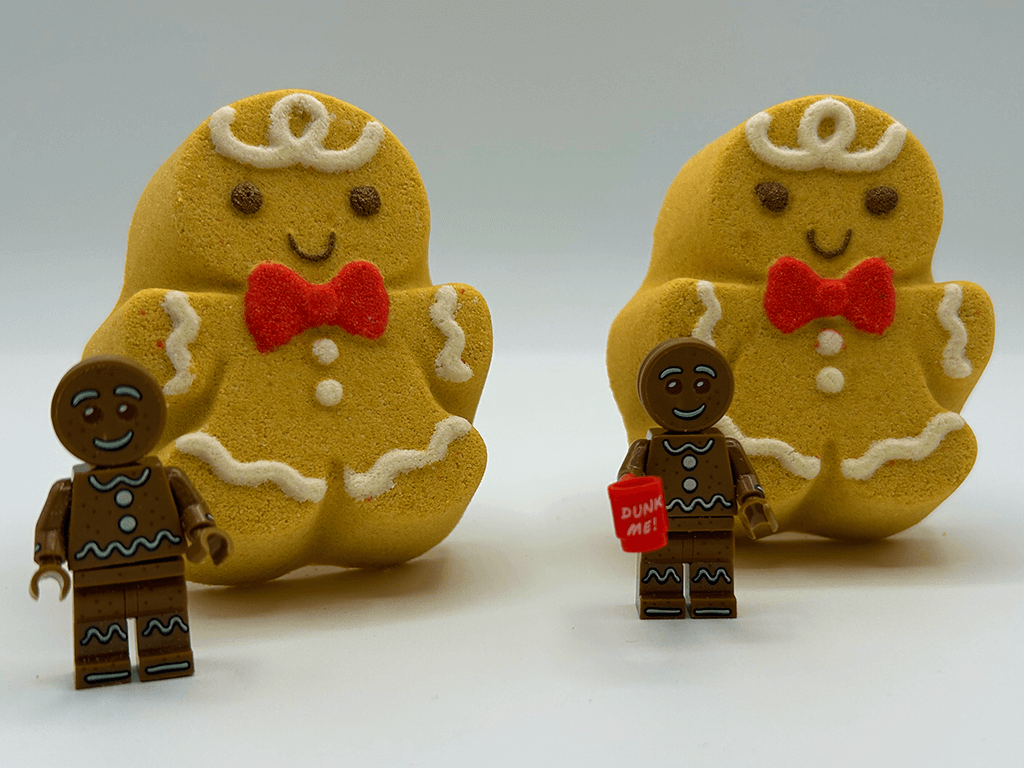 Gingerbread Boy Kids Bath Bomb with Gingerbread Figure Inside - Berwyn Betty's Bath & Body Shop