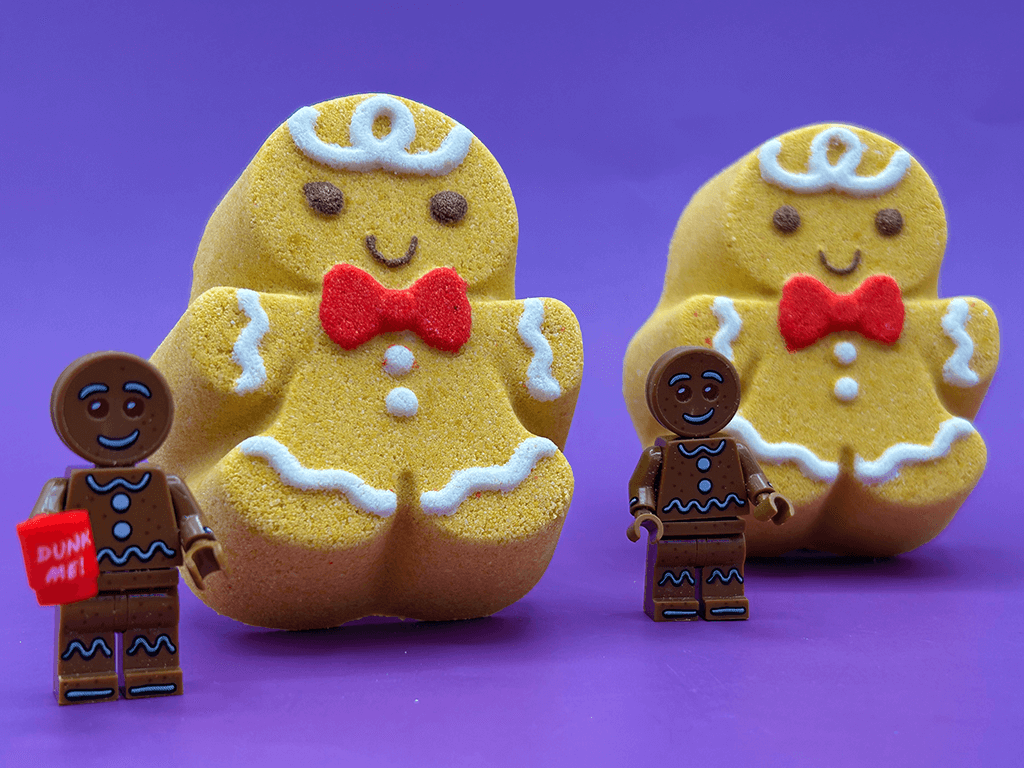 Gingerbread Boy Kids Bath Bomb with Gingerbread Figure Inside - Berwyn Betty's Bath & Body Shop