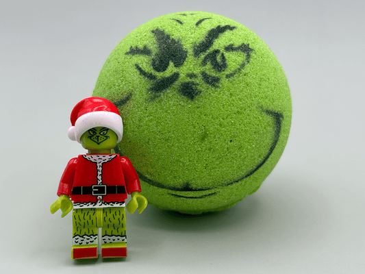 Grinch Kids Bath Bomb with Toy Grinch Mini Figure Inside - Berwyn Betty's Bath & Body Shop
