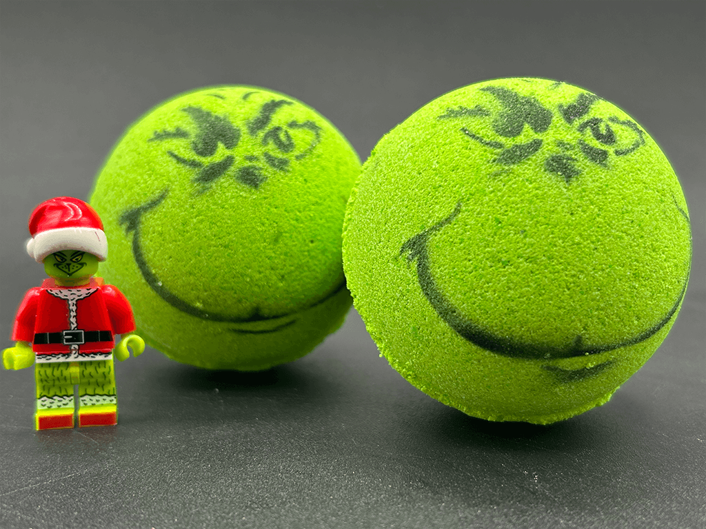 Grinch Kids Bath Bomb with Toy Grinch Mini Figure Inside - Berwyn Betty's Bath & Body Shop