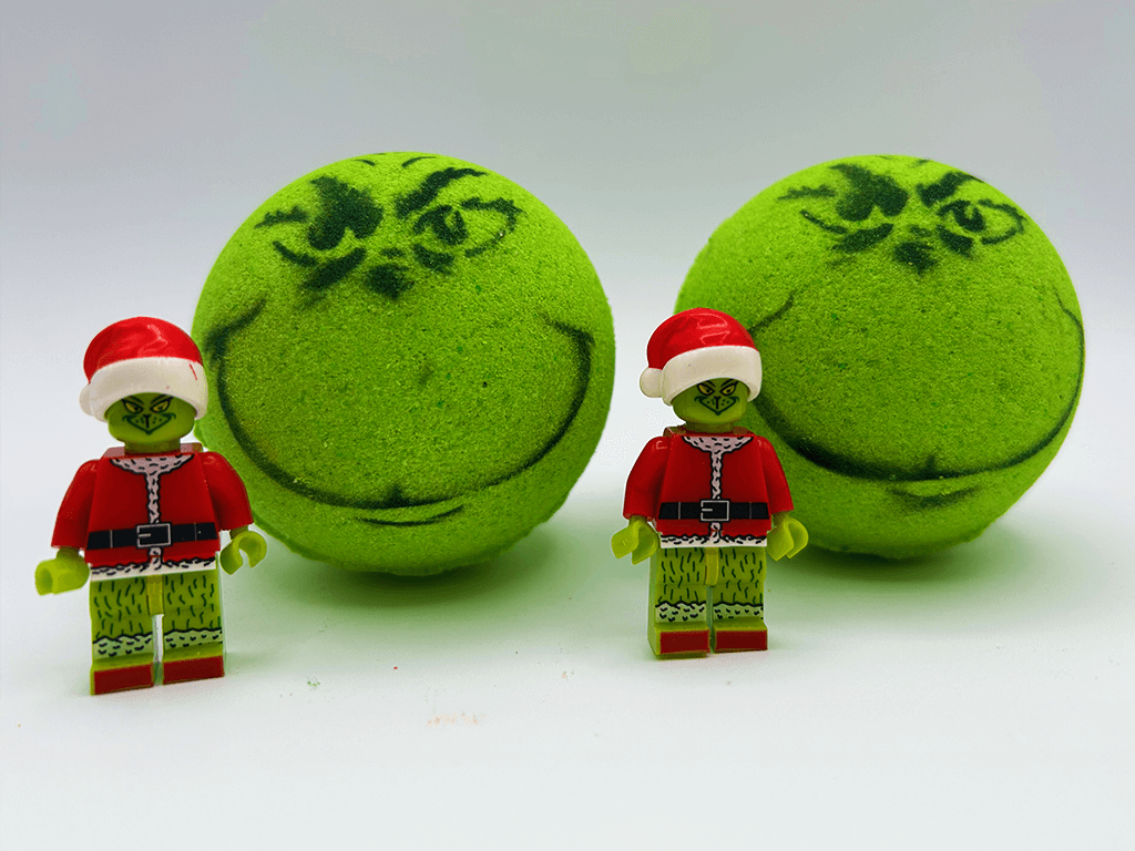 Grinch Kids Bath Bomb with Toy Grinch Mini Figure Inside - Berwyn Betty's Bath & Body Shop