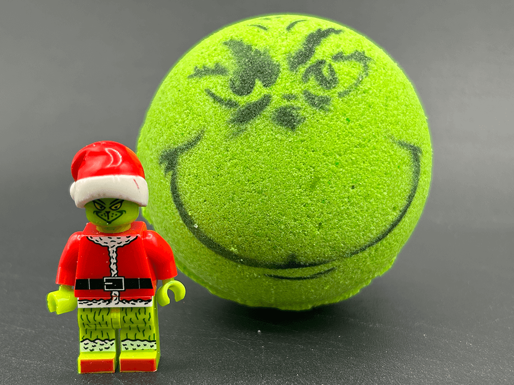 Grinch Kids Bath Bomb with Toy Grinch Mini Figure Inside - Berwyn Betty's Bath & Body Shop