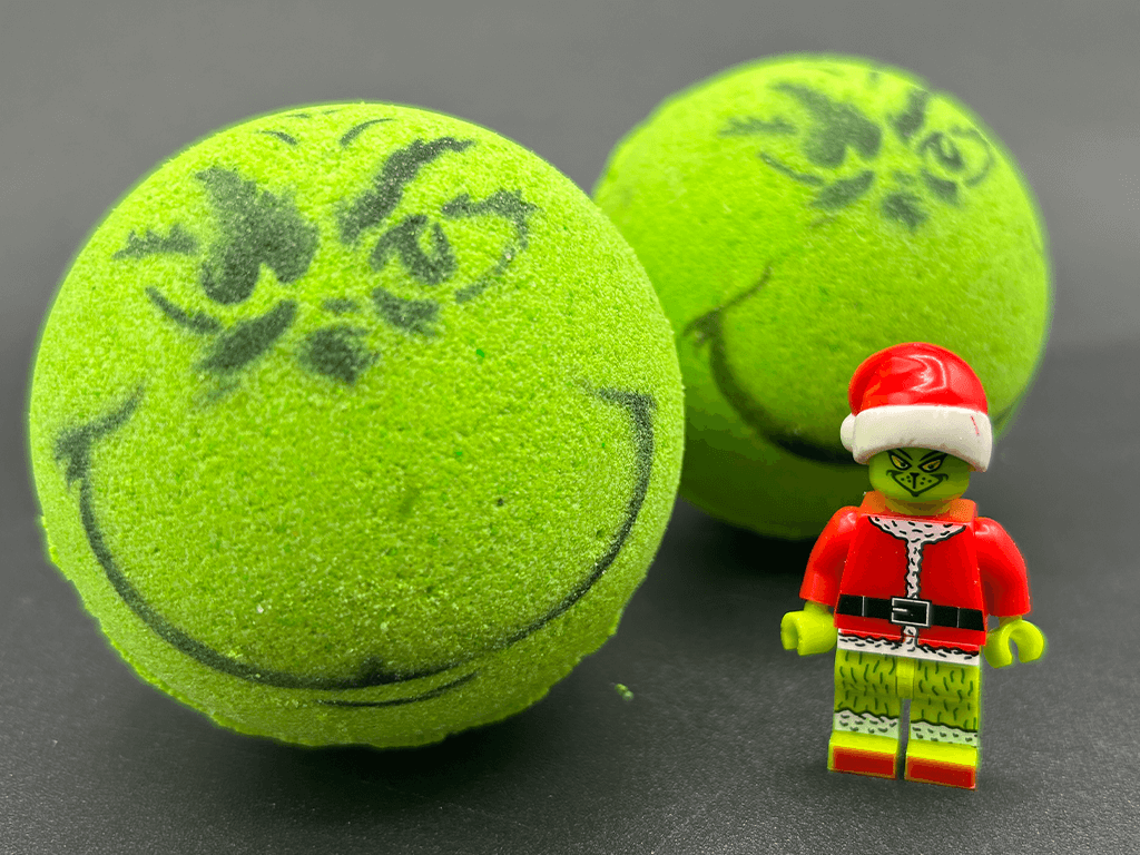 Grinch Kids Bath Bomb with Toy Grinch Mini Figure Inside - Berwyn Betty's Bath & Body Shop