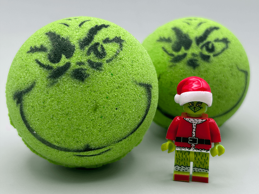 Grinch Kids Bath Bomb with Toy Grinch Mini Figure Inside - Berwyn Betty's Bath & Body Shop