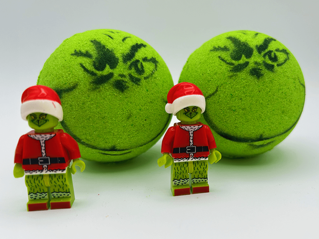 Grinch Kids Bath Bomb with Toy Grinch Mini Figure Inside - Berwyn Betty's Bath & Body Shop