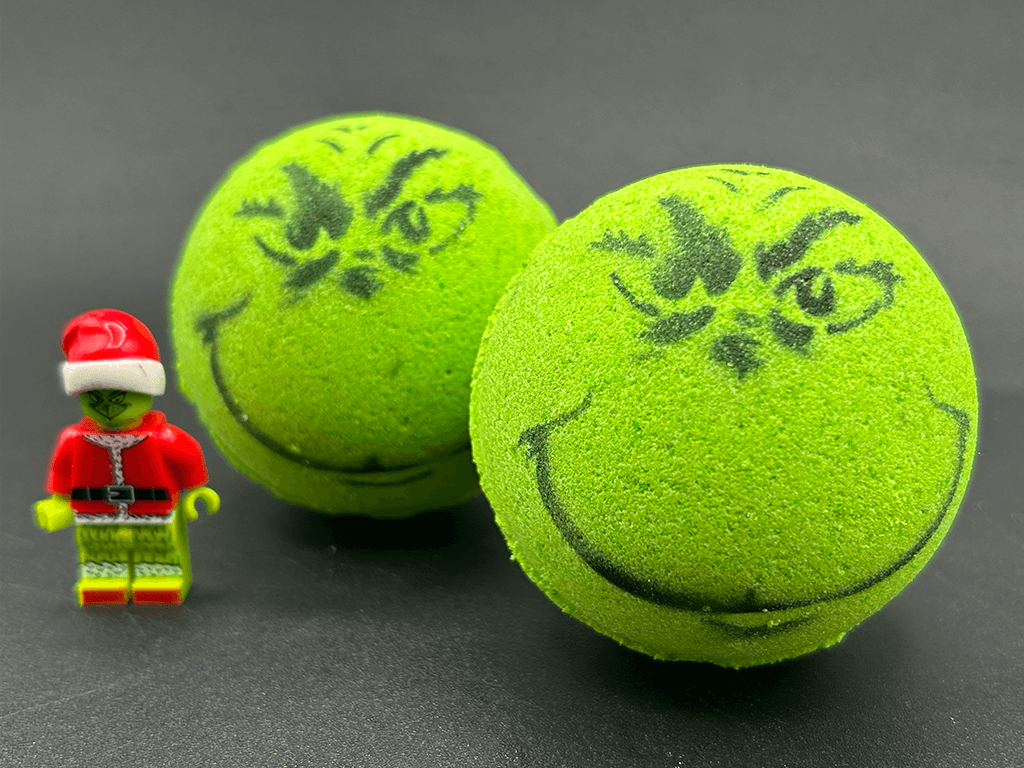 Grinch Kids Bath Bomb with Toy Grinch Mini Figure Inside - Berwyn Betty's Bath & Body Shop
