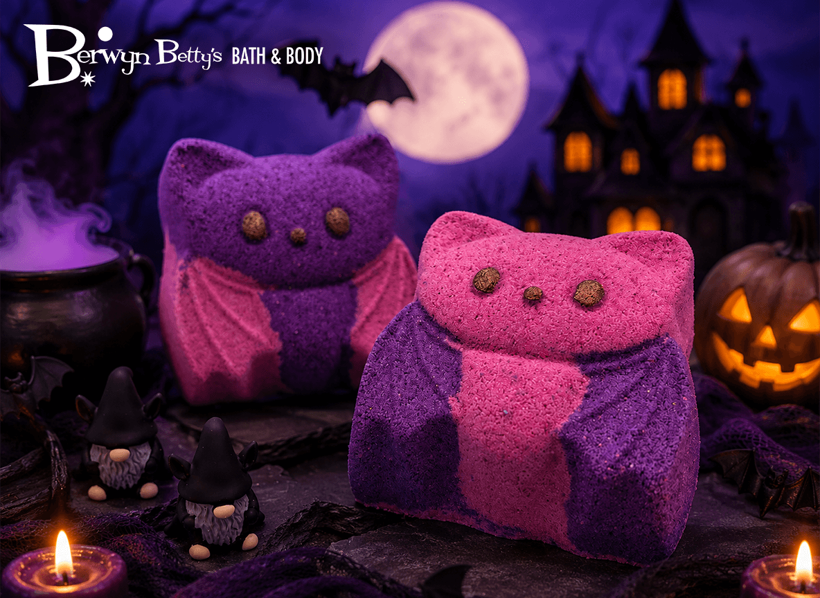 Halloween Bat Bath Bomb for Kids with Surprise Bat Gnome Toy Inside - Berwyn Betty's Bath & Body Shop