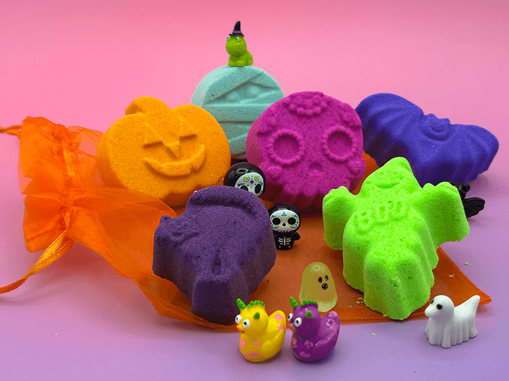 Halloween Bath Bomb Gift Bag for Kids – 6 Count with Surprise Toys Inside - Berwyn Betty's Bath & Body Shop
