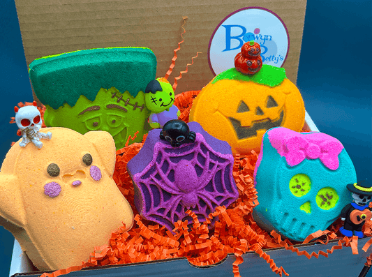 Halloween Bath Bombs Gift Box for Kids - 5 Count with Surprise Toys Inside - Berwyn Betty's Bath & Body Shop