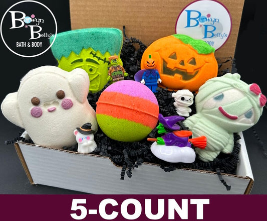 HALLOWEEN Bath Bombs Gift Box with Holiday Themed Bombs - 5 ct - Berwyn Betty's Bath & Body Shop