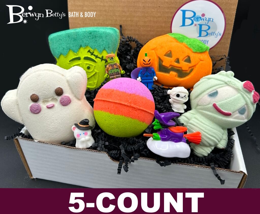 HALLOWEEN Bath Bombs Gift Box with Holiday Themed Bombs - 5 ct - Berwyn Betty's Bath & Body Shop