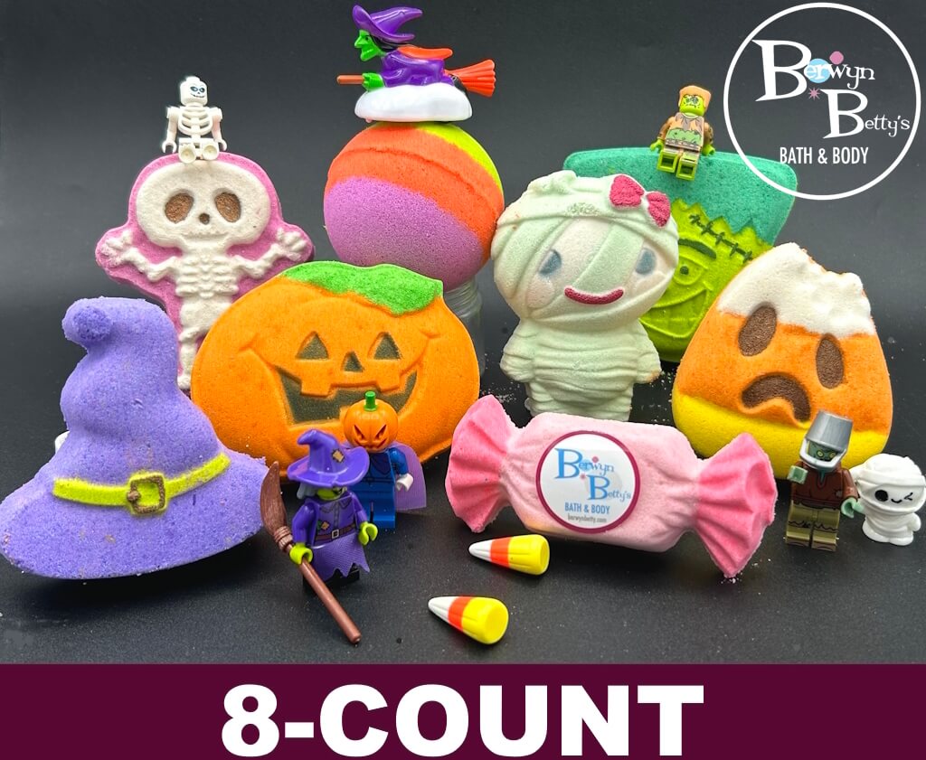 HALLOWEEN Bath Bombs Gift Box with Holiday Themed Bombs - 8 ct - Berwyn Betty's Bath & Body Shop