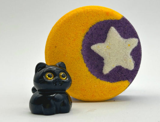 Halloween Crescent Moon Bath Bomb for Kids with Surprise Black Cat Toy Inside - Berwyn Betty's Bath & Body Shop