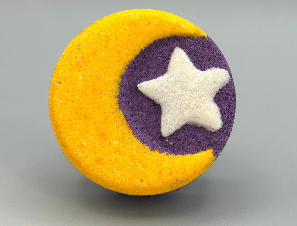 🌙 Halloween Crescent Moon Kids Bath Bomb with Black Cat Toy Inside - Berwyn Betty's Bath & Body Shop