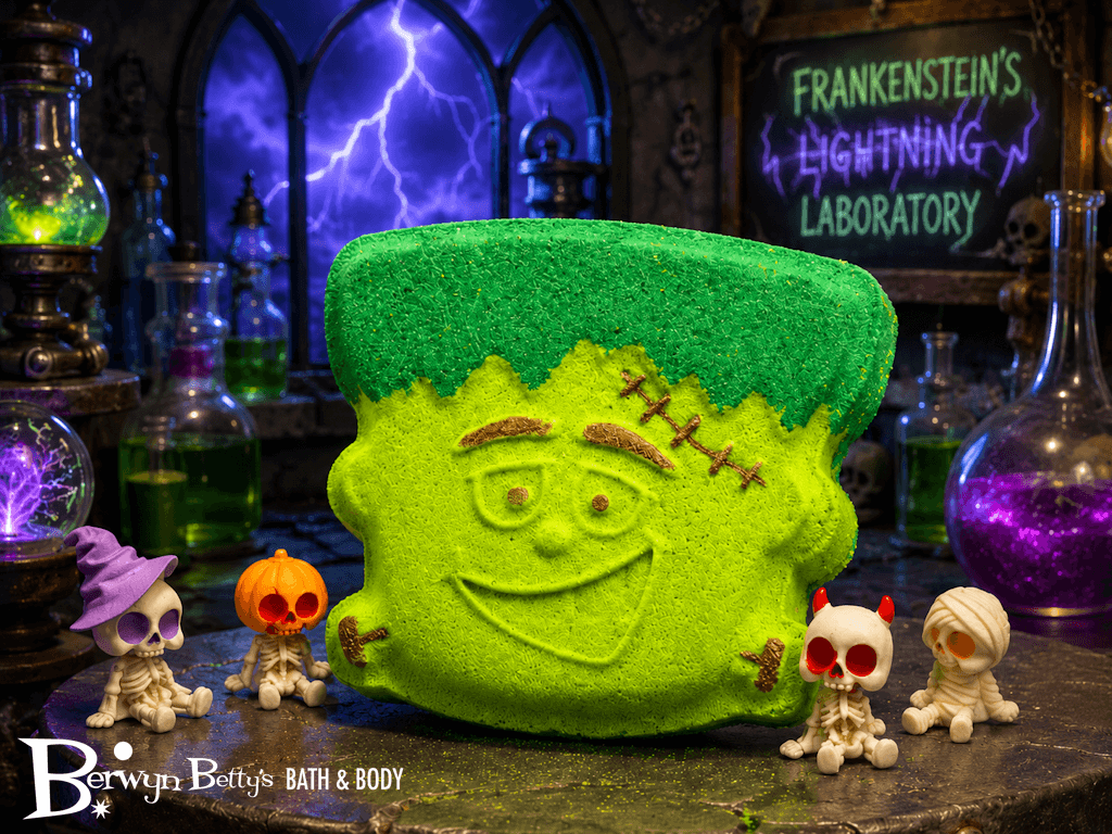 Halloween Frankenstein Bath Bomb for Kids with Cute Halloween Figure Inside - Berwyn Betty's Bath & Body Shop