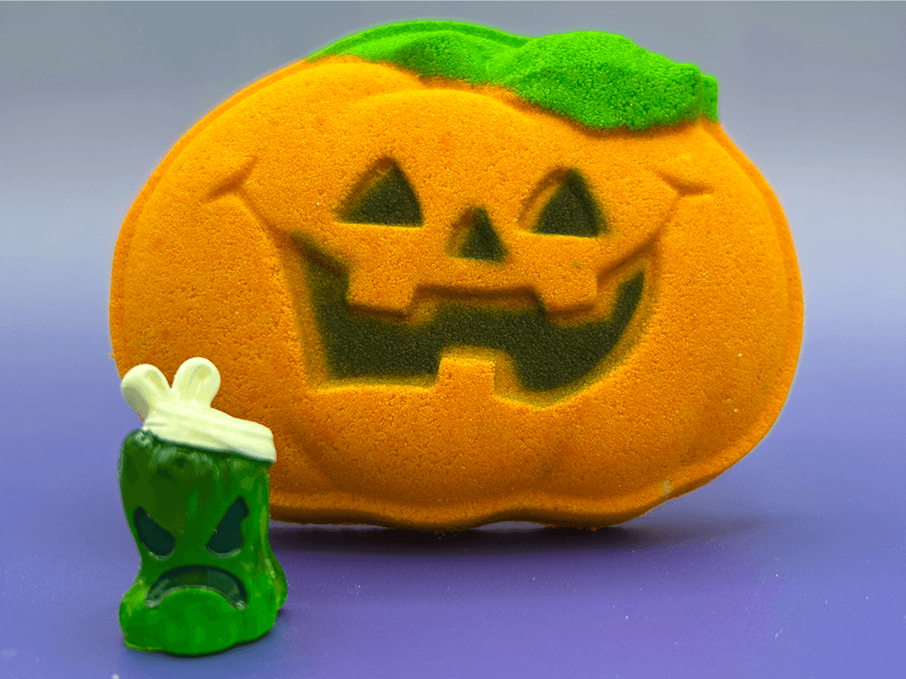 Halloween Happy Pumpkin Bath Bomb for Kids with Surprise Luminous jack-o'-lantern Toy Inside - Berwyn Betty's Bath & Body Shop