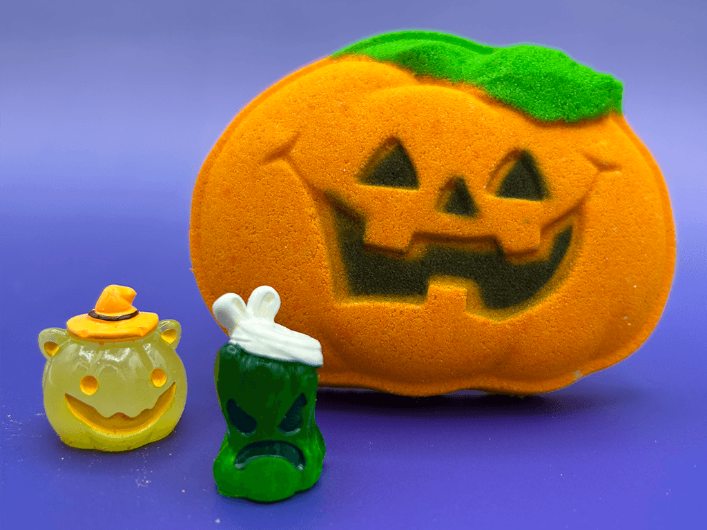 Halloween Happy Pumpkin Bath Bomb for Kids with Surprise Luminous jack-o'-lantern Toy Inside - Berwyn Betty's Bath & Body Shop