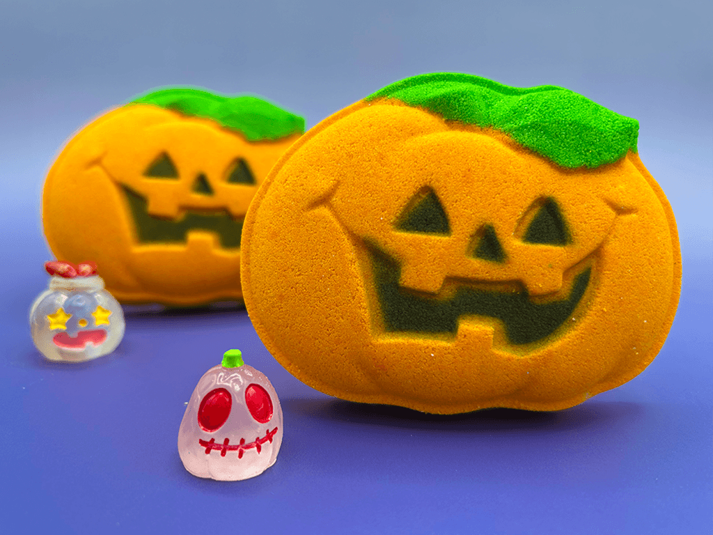Halloween Happy Pumpkin Bath Bomb for Kids with Surprise Luminous jack-o'-lantern Toy Inside - Berwyn Betty's Bath & Body Shop