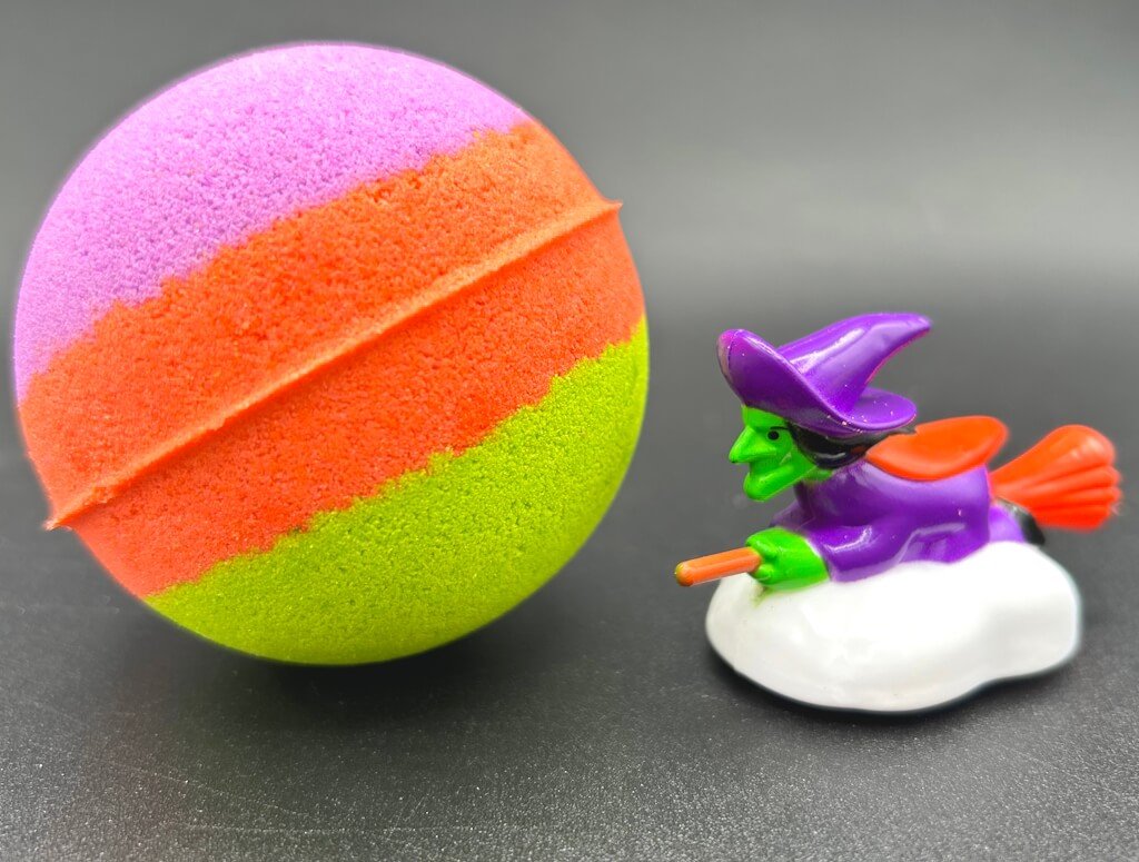 Halloween Kids Bath Bomb with Witch Pullback Racer Toy Inside - Berwyn Betty's Bath & Body Shop