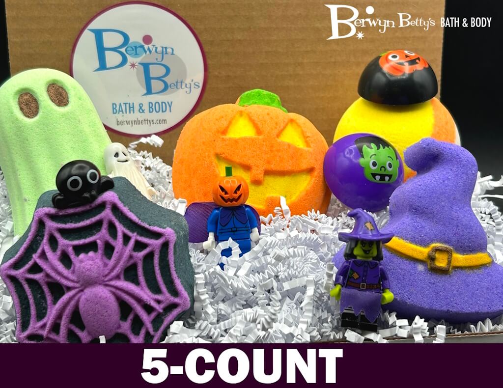 🎃HALLOWEEN Kids Bath Bombs Gift Box - 5 ct Spooky Surprises! - Berwyn Betty's Bath & Body Shop