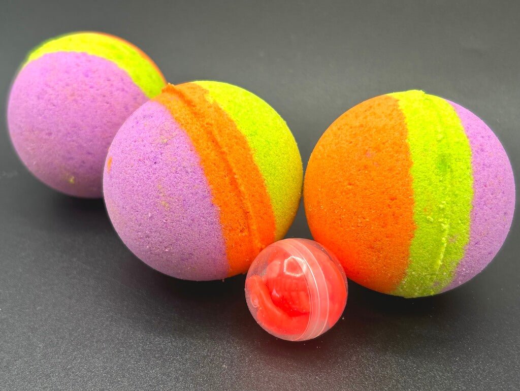 💀 Halloween Striped Kids Bath Bomb with Stretchy Skeleton Inside - Berwyn Betty's Bath & Body Shop