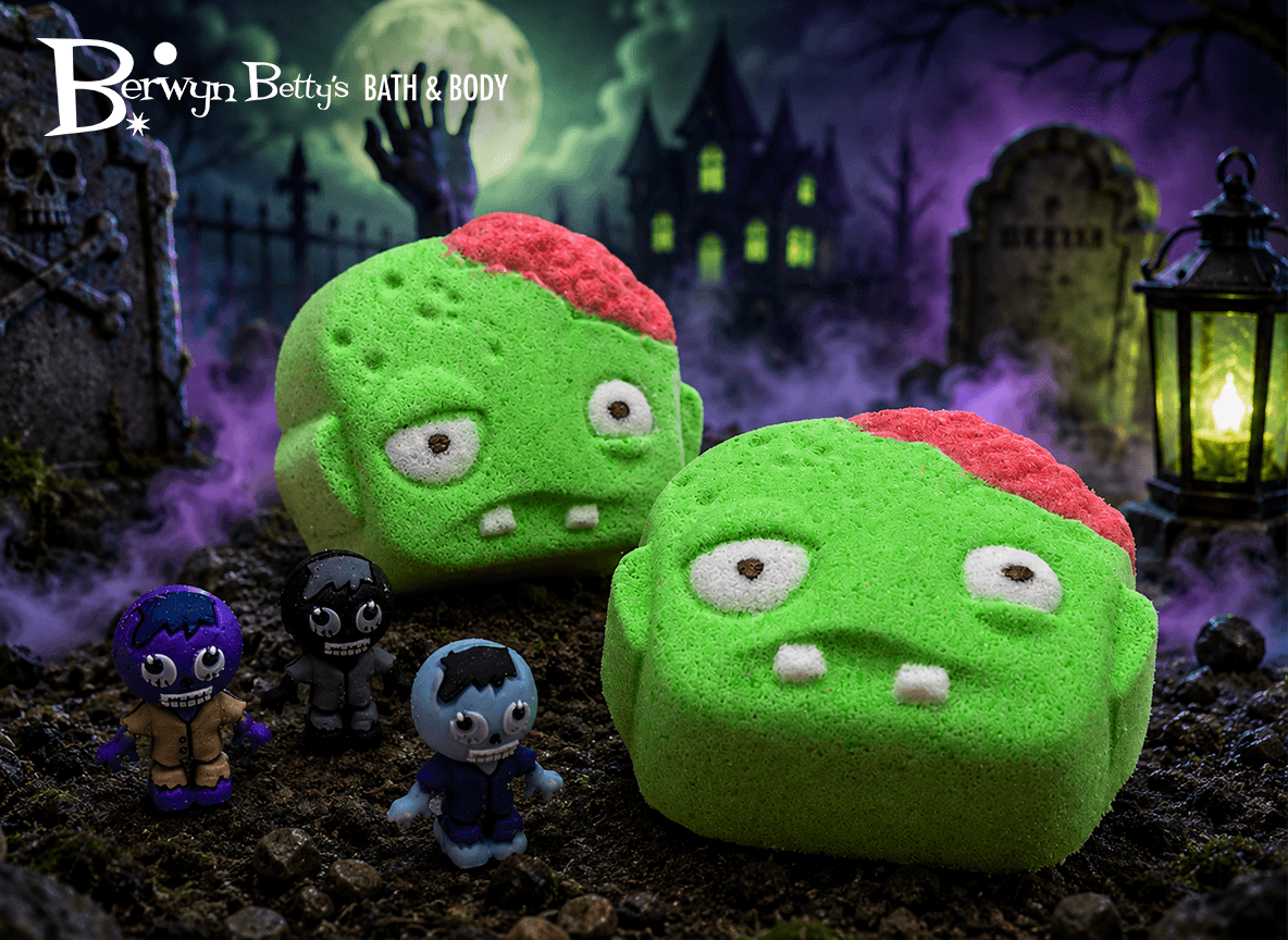 Halloween Zombie Face Bath Bomb for Kids with Surprise Zombie Toy Inside - Berwyn Betty's Bath & Body Shop