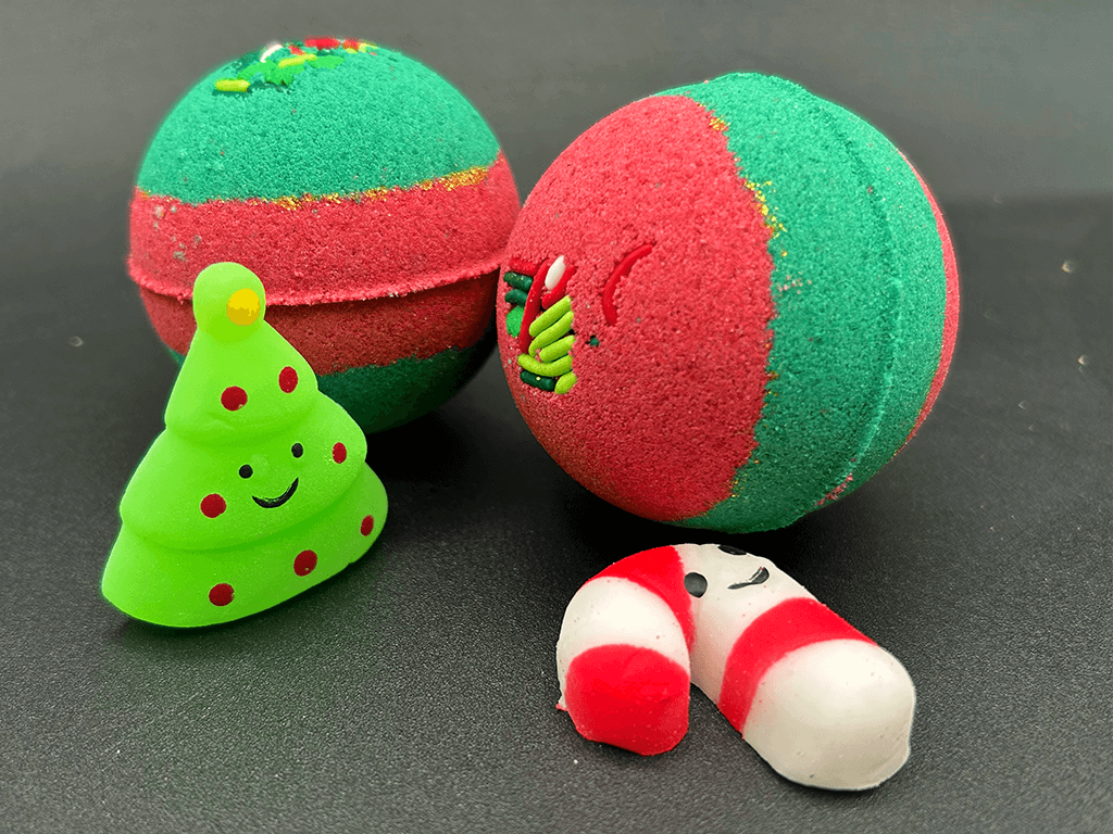 Holiday Kids Bath Bomb with Christmas Squishy Mochi Toy Inside - Berwyn Betty's Bath & Body Shop