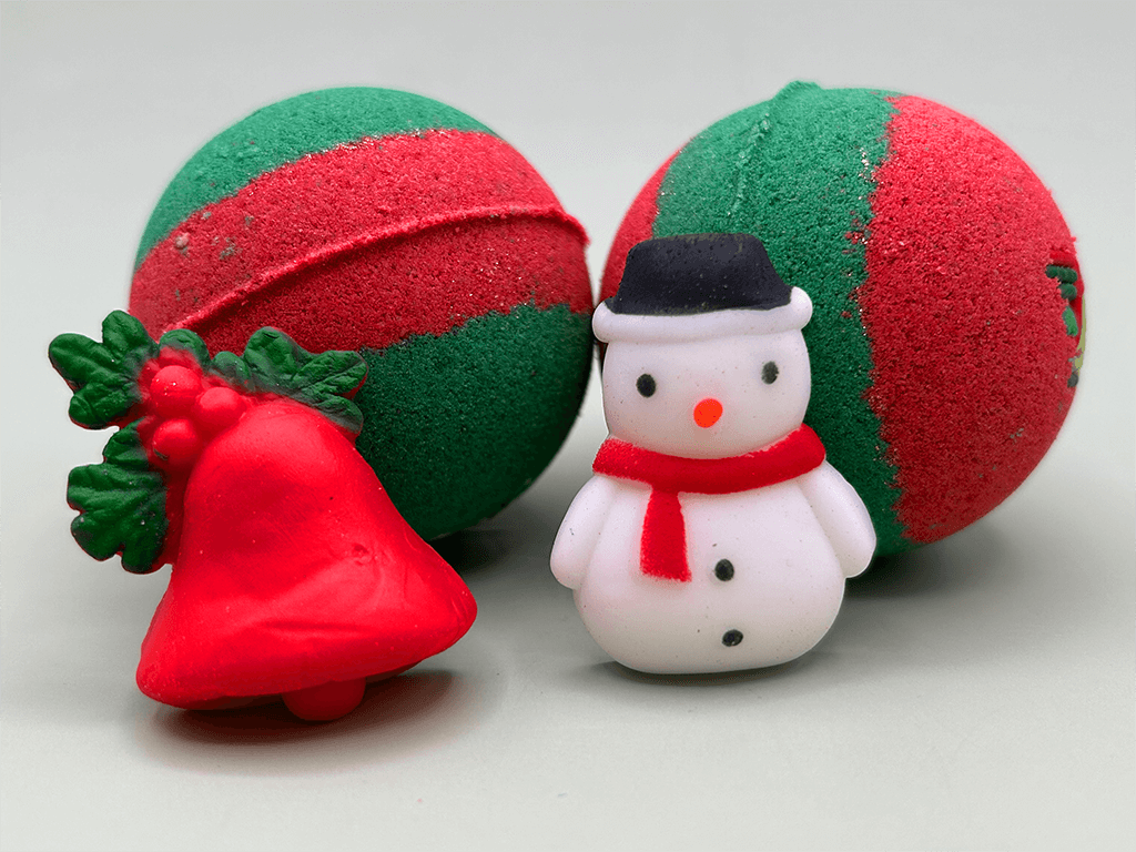 Holiday Kids Bath Bomb with Christmas Squishy Mochi Toy Inside - Berwyn Betty's Bath & Body Shop