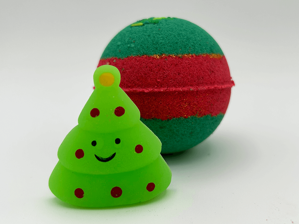 Holiday Kids Bath Bomb with Christmas Squishy Mochi Toy Inside - Berwyn Betty's Bath & Body Shop
