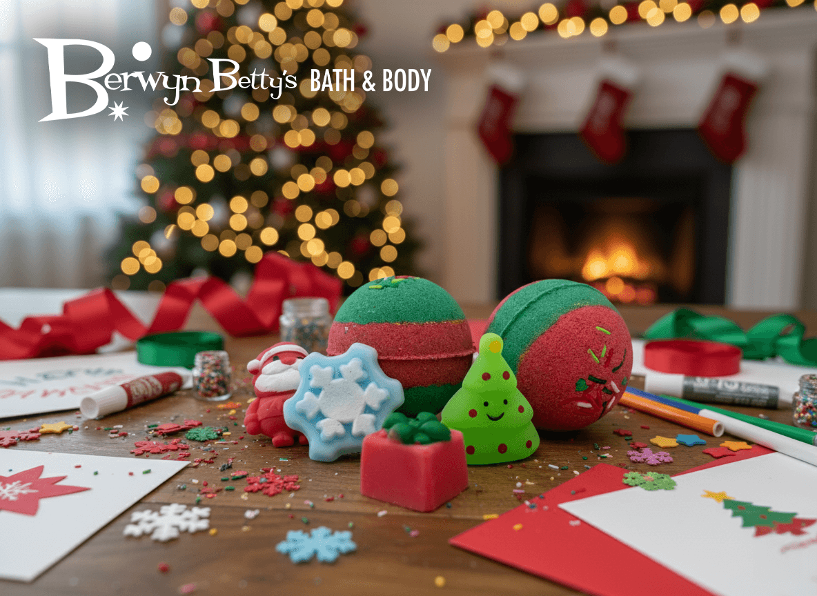 Holiday Kids Bath Bomb with Christmas Squishy Mochi Toy Inside - Berwyn Betty's Bath & Body Shop