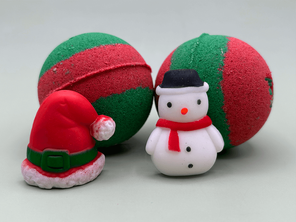 Holiday Kids Bath Bomb with Christmas Squishy Mochi Toy Inside - Berwyn Betty's Bath & Body Shop