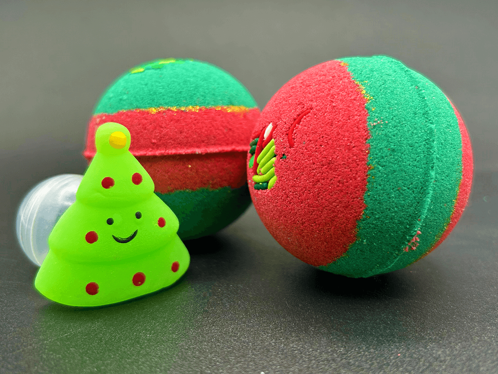 Holiday Kids Bath Bomb with Christmas Squishy Mochi Toy Inside - Berwyn Betty's Bath & Body Shop